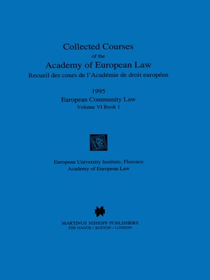 cover image of Collected Courses of the Academy of European Law 1995 Volume VI--1